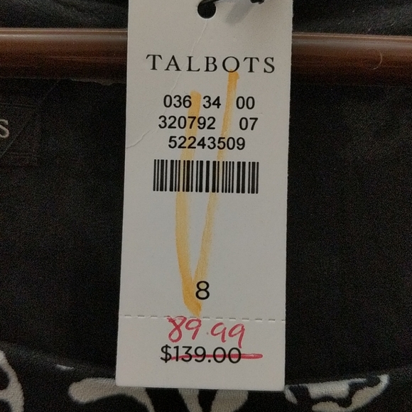 NWT 3/4 length bell sleeve, black and white dress - Picture 7 of 7